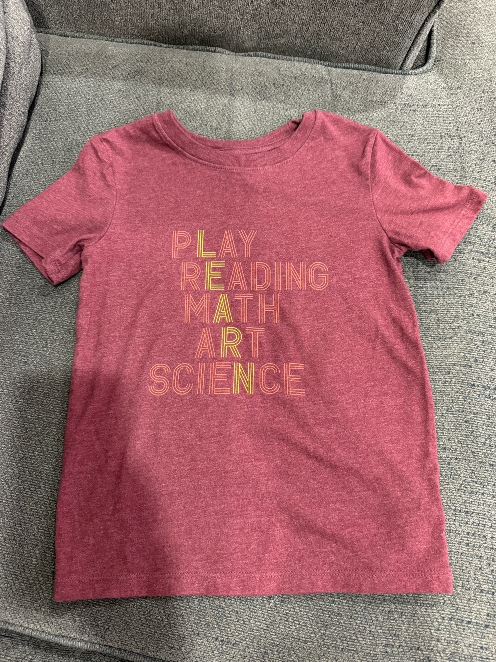 Cat & Jack Heathered Raspberry Short Sleeve Tee with Yellow Lettering